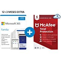 Microsoft 365 Familia | Apps Office 365 | PC-MAC-teléfono | Suscripción anual | 12+3 Meses | + McAfee Total Protection…